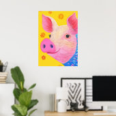 Poster Portrait de Cochon Coloré (Bureau à domicile)