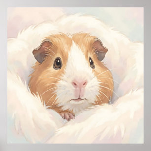 Poster Portrait de cochon d'Inde adorable et duveteux