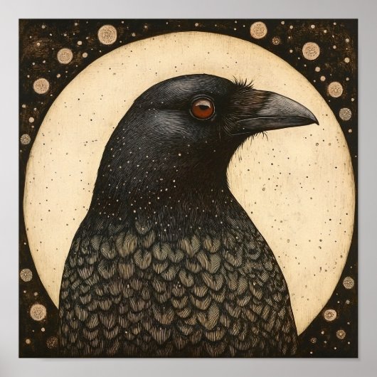 Poster Portrait de corbeau peinture Abstraite (Devant)