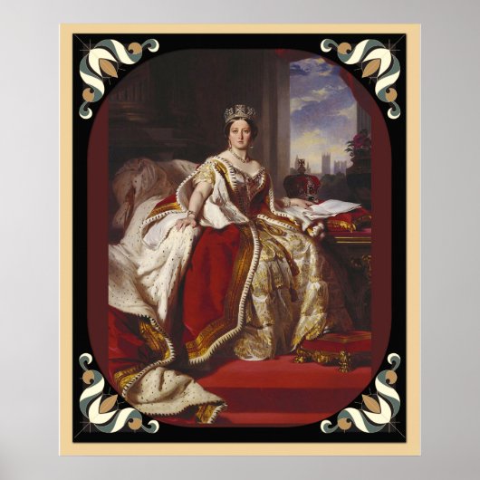 Poster Portrait de couronnement de Queen Victoria avec bo (Devant)