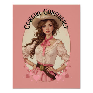Poster Portrait de cowgirl coquette de mode western