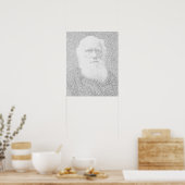 Poster Portrait de Darwin en texte "Origine des espèces" (Cuisine)