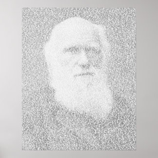 Poster Portrait de Darwin en texte "Origine des espèces"