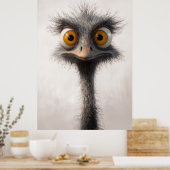 Poster Portrait de dessin animé d'autruche aux yeux écarq (Cuisine)