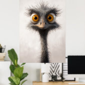 Poster Portrait de dessin animé d'autruche aux yeux écarq (Bureau à domicile)