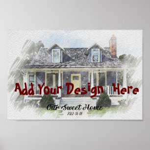 Poster Portrait de dessin maison personnalisé à partir de