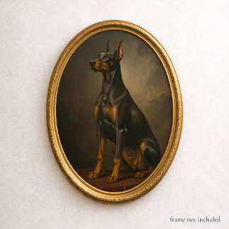 Poster Portrait de Doberman Art Peinture à l'huile Victor