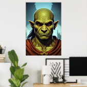 Poster Portrait de Elf orc hybride mâle | Art AI (Bureau à domicile)