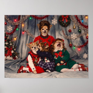 Poster Portrait de famille chaotique rétro de Noël avec C