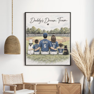Poster Portrait de famille de baseball de l'équipe de rêv