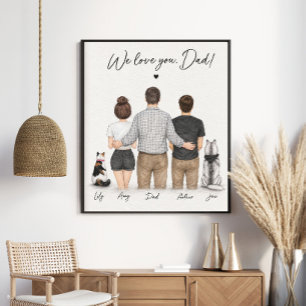 Poster Portrait de famille personnalisé « Nous t'aimons P