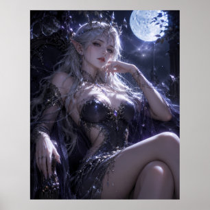 Poster Portrait de fantaisie de la Reine Elf éclairée par