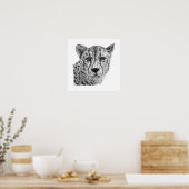 Poster Portrait de faune de guépard dessiné à la main en (Cuisine)