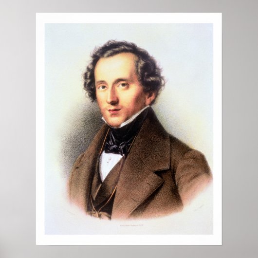 Poster Portrait de Felix Mendelssohn (1809-47) (litho) (Devant)