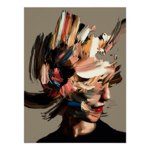 Poster Portrait de femme abstrait Expression de coup de p