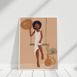 Poster Portrait de femme Abstraite en terre cuite<br><div class="desc">Portrait de femme Abstraite en terre cuite. Femme en robe blanche. Art abstrait moderne Boho.</div>