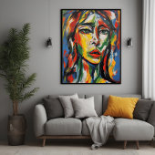 Poster Portrait de femme Abstraite, expressionniste dynam