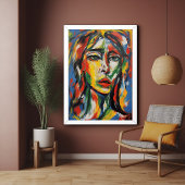 Poster Portrait de femme Abstraite, expressionniste dynam