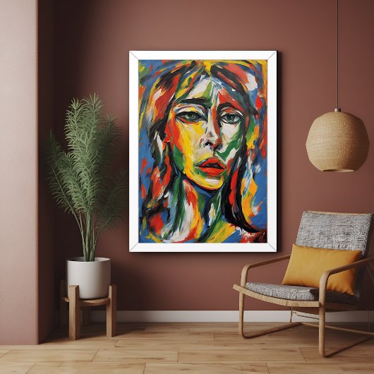 Poster Portrait de femme Abstraite, expressionniste dynam