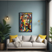 Poster Portrait de femme Abstraite, expressionniste dynam