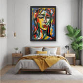 Poster Portrait de femme Abstraite, expressionniste dynam