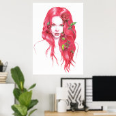 Poster Portrait de femme aux cheveux rouges imaginaire su (Bureau à domicile)
