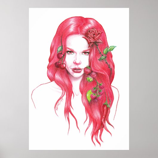 Poster Portrait de femme aux cheveux rouges imaginaire su (Devant)