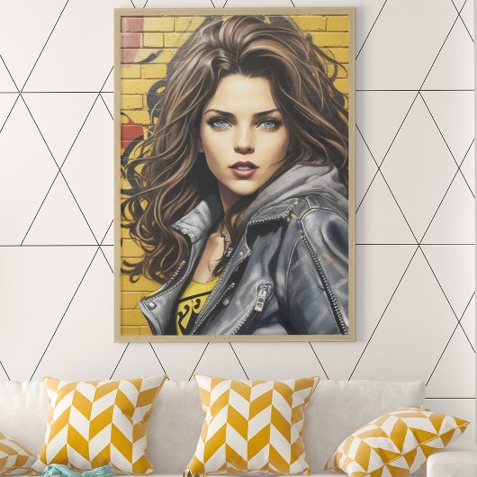 Poster Portrait de femme dans l'art de rue