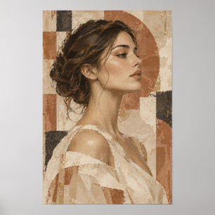 Poster Portrait de femme élégante Abstrait Figuratif Neut