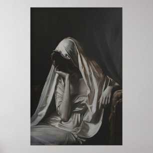 Poster Portrait de femme en deuil - Peinture à l'huile im
