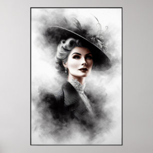 Poster Portrait de femme mystérieuse des années 1940