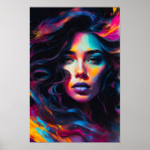 Poster Portrait de femme néo-psychédélique (Devant)