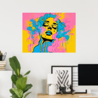 Portrait de femme psychédélique coloré Pop Art