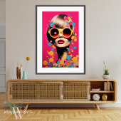 Poster Portrait de femme rose Pop Art