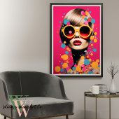 Poster Portrait de femme rose Pop Art