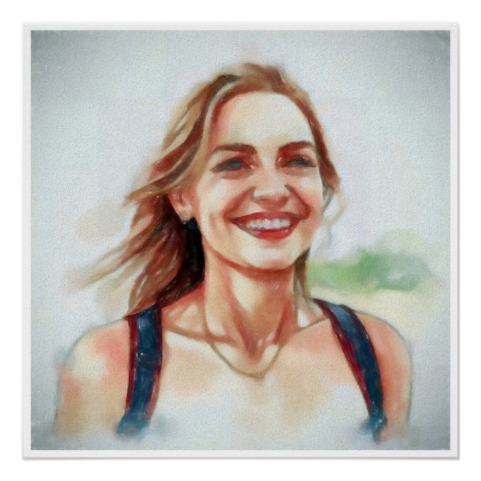 Poster Portrait de femme style aquarelle (Devant)