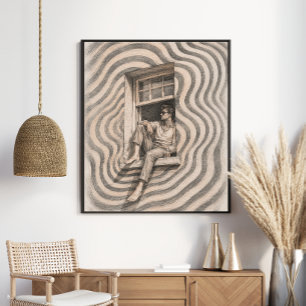 Poster Portrait de fenêtre ondulante surréaliste Art mu