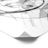 Poster Portrait de fille Dessin d'art Lignes de cercles g (Coin)