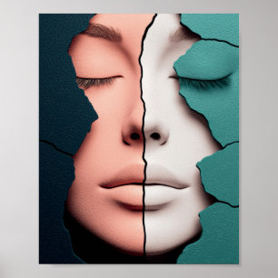 Poster Portrait de fille en double harmonie