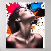 Poster Portrait de fille en gris Élégance et explosion de (Devant)