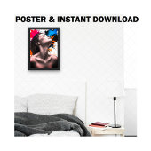 Poster Portrait de fille en gris Élégance et explosion de