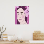 Poster Portrait de fille florale rose (Cuisine)