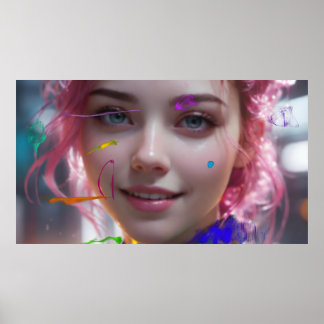 Poster Portrait de fille flou et abstrait
