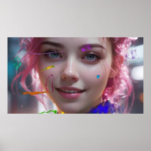 Poster Portrait de fille flou et abstrait (Devant)