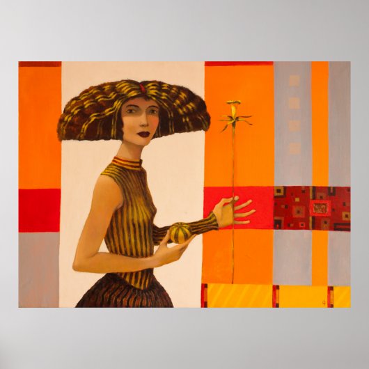 Poster Portrait de fille, peinture à l'huile originale su (Devant)