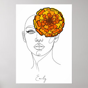 Poster Portrait de fleur de naissance d'octobre personnal