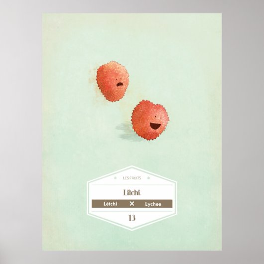 Poster Portrait de fruit Lychee (Devant)