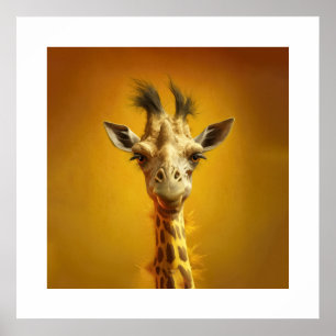 Poster Portrait de girafe amusant