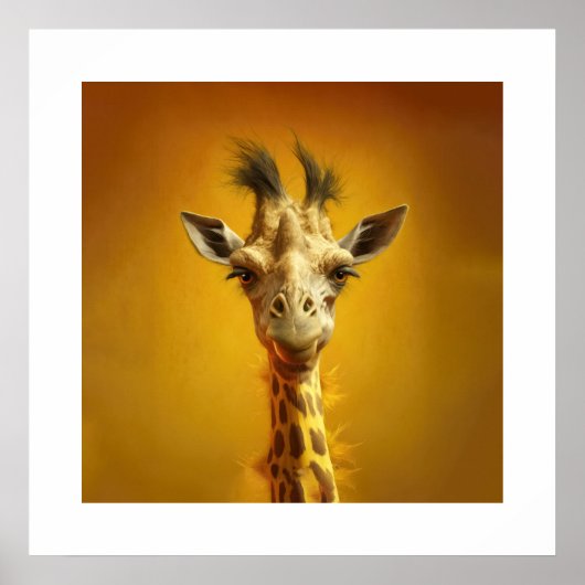 Poster Portrait de girafe amusant (Devant)