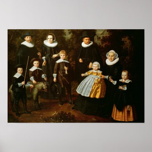 Poster Portrait de groupe de trois générations (Devant)